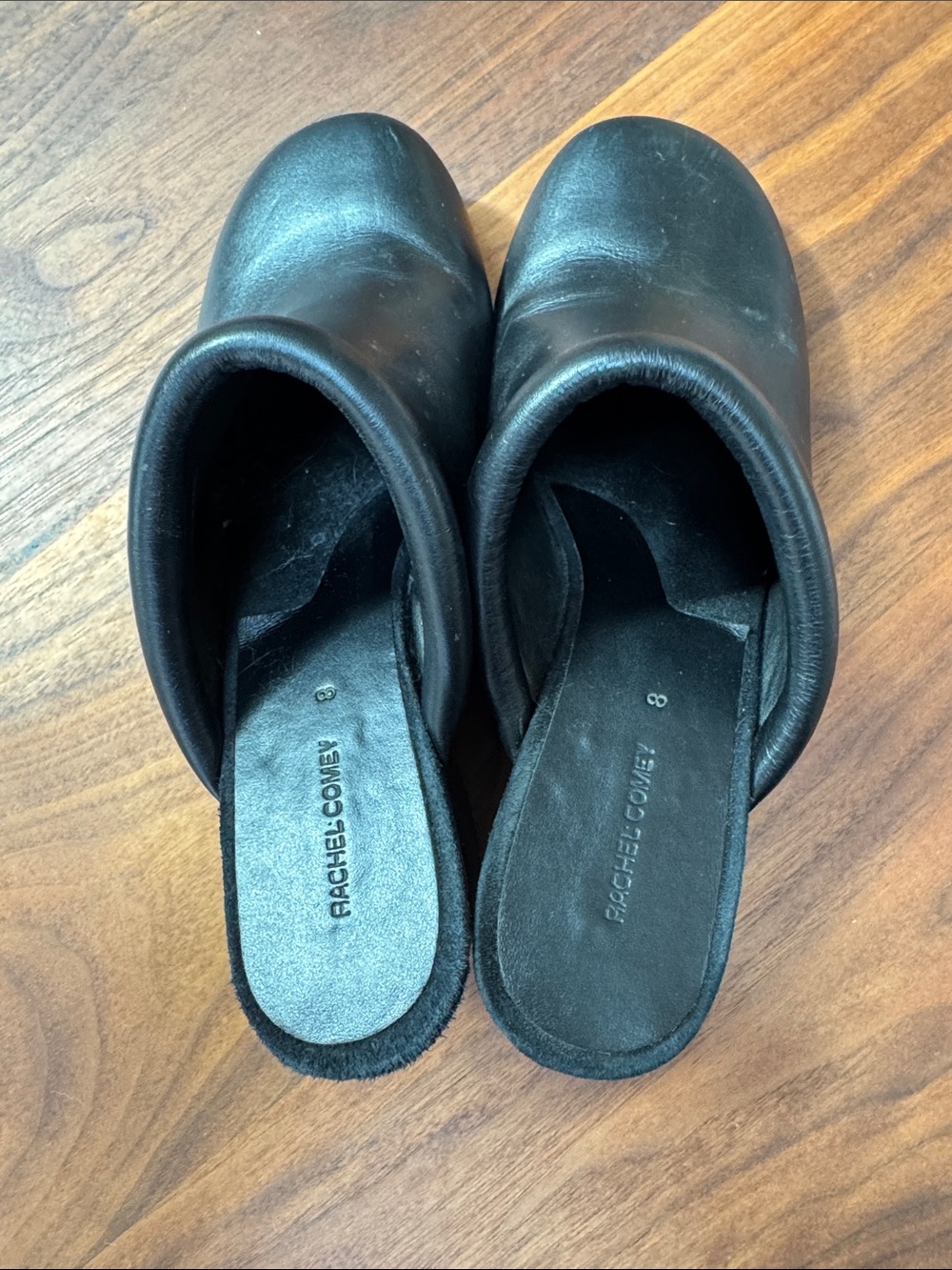 Rachel Comey Black Leather Rolled-Trim Slip-On Mules - Picture 4 of 6